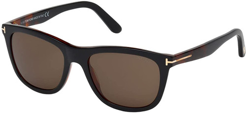 Front View of Tom Ford TF500-05J Andrew Sunglasses in Black Tortoise Havana & Amber Brown 54mm