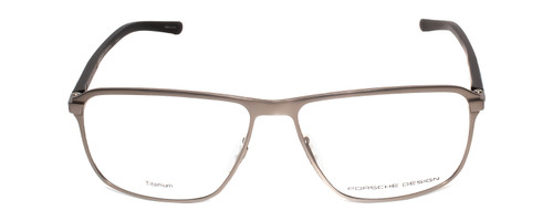Front View of Porsche Design P8285-C-56 Designer Single Vision Prescription Rx Eyeglasses in Gun Metal Silver&Matte Grey Unisex Square Full Rim Titanium 56 mm