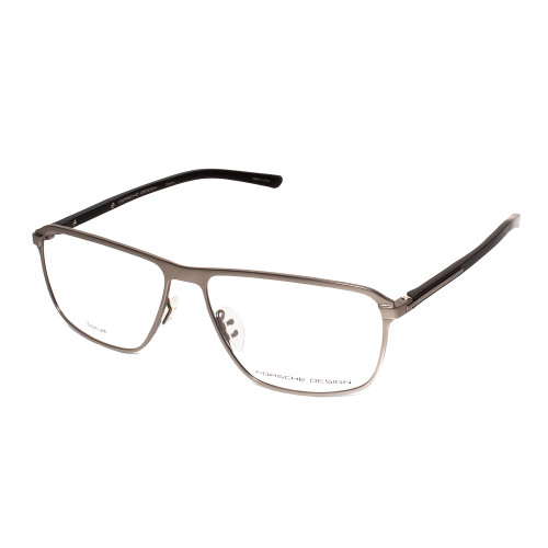 Profile View of Porsche Design P8285-C-56 Designer Bi-Focal Prescription Rx Eyeglasses in Gun Metal Silver&Matte Grey Unisex Square Full Rim Titanium 56 mm