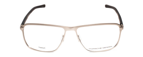 Front View of Porsche Design P8285-D-56 Designer Progressive Lens Prescription Rx Eyeglasses in Gun Metal Silver&Matte Black Unisex Square Full Rim Titanium 56 mm