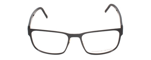 Front View of Porsche Design P8291-A-55 Designer Reading Eye Glasses with Custom Cut Powered Lenses in Gun Metal Grey&Gloss Black Unisex Square Full Rim Titanium 55 mm