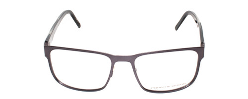 Front View of Porsche Design P8291-B-55 Designer Single Vision Prescription Rx Eyeglasses in Gun Metal Grey&Marble Horn Black Unisex Square Full Rim Titanium 55 mm