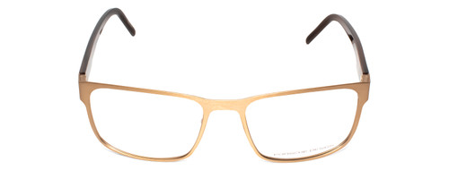 Front View of Porsche Design P8291-D-55 Designer Single Vision Prescription Rx Eyeglasses in Satin Copper&Gloss Brown Marble Horn Unisex Square Full Rim Titanium 55 mm