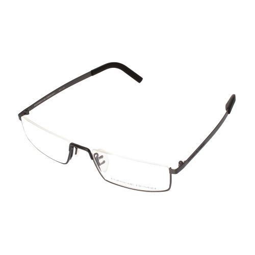 Profile View of Porsche Design P8310-D-52 Designer Reading Eye Glasses with Custom Cut Powered Lenses in Gun Metal&Matte Black Unisex Rectangle Semi-Rimless Stainless Steel 52 mm