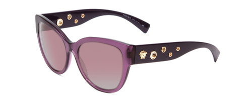 Profile View of Versace VE4314 Ladies Cateye Designer Sunglasses Crystal Purple Gold/Violet 56mm