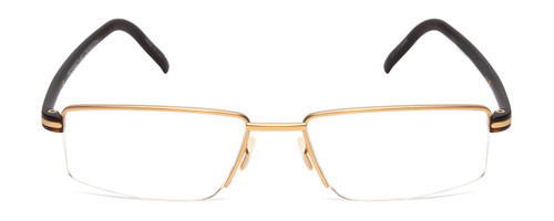 Front View of Porsche Designs P8126-A Designer Single Vision Prescription Rx Eyeglasses in Light Gold Matte Brown Unisex Rectangle Semi-Rimless Metal 55 mm