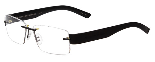 Profile View of Porsche Designs P8206-B Unisex Rimless Designer Reading Glasses Matte Black 53mm