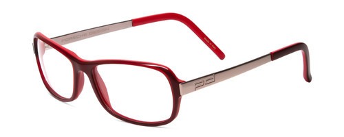 Profile View of Porsche Designs P8207-B Designer Progressive Lens Prescription Rx Eyeglasses in Crystal Burgundy Red Gun Metal Silver Unisex Cateye Full Rim Acetate 53 mm