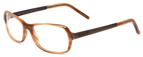 Profile View of Porsche Designs P8207-C Designer Reading Eye Glasses with Custom Cut Powered Lenses in Light Brown Unisex Cateye Full Rim Acetate 53 mm