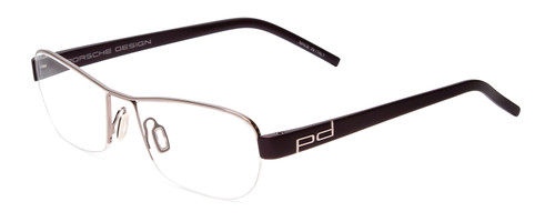 Profile View of Porsche P8211-C Semi-Rimless Designer Reading Glasses Light Gun Metal & Red 52mm