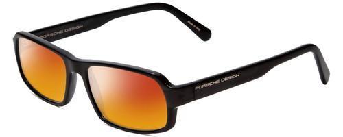 Profile View of Porsche Designs P8215-A Designer Polarized Sunglasses with Custom Cut Red Mirror Lenses in Black Carbon Fiber Unisex Square Full Rim Acetate 55 mm