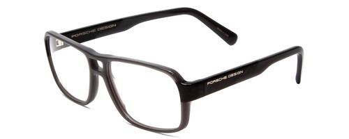 Profile View of Porsche Designs P8217-C Designer Progressive Lens Prescription Rx Eyeglasses in Light Grey Carbon Fiber Unisex Square Full Rim Acetate 56 mm