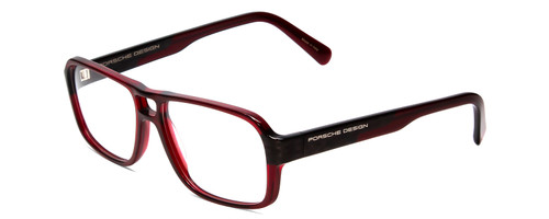 Profile View of Porsche Designs P8217-D Designer Single Vision Prescription Rx Eyeglasses in Crystal Dark Red Carbon Fiber Unisex Square Full Rim Acetate 56 mm