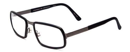 Profile View of Porsche Design P8220-D Unisex Designer Reading Glasses Dark Grey Matte Blue 56mm