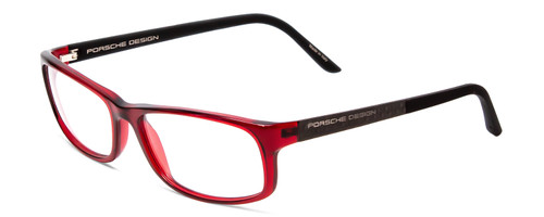 Profile View of Porsche Designs P8243-C Designer Single Vision Prescription Rx Eyeglasses in Crystal Cherry Red Matte Black Unisex Oval Full Rim Acetate 54 mm