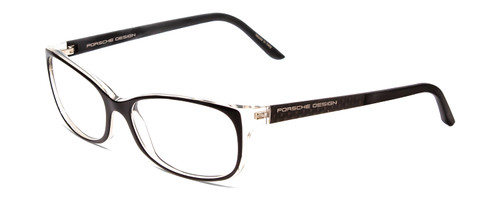 Profile View of Porsche Designs P8247-A Designer Reading Eye Glasses with Custom Cut Powered Lenses in Black Layer Crystal Unisex Oval Full Rim Acetate 55 mm