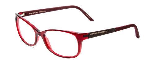 Profile View of Porsche P8247-D Unisex Oval Designer Reading Glasses Crystal Red Burgundy 55 mm