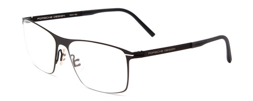 Profile View of Porsche Designs P8256-E Designer Single Vision Prescription Rx Eyeglasses in Satin Black Unisex Square Full Rim Metal 55 mm