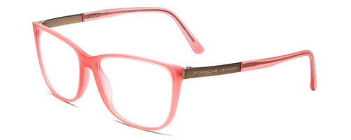 Profile View of Porsche Designs P8266-D Designer Reading Eye Glasses with Custom Cut Powered Lenses in Crystal Rose Gold Pink Unisex Cateye Full Rim Acetate 54 mm