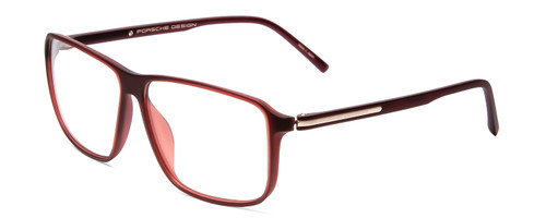 Profile View of Porsche Designs P8269-C Designer Blue Light Blocking Eyeglasses in Crystal Red Matte Burgundy Unisex Square Full Rim Acetate 58 mm