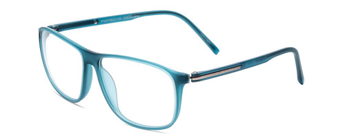 Profile View of Porsche Designs P8278-B Designer Reading Eye Glasses with Custom Cut Powered Lenses in Crystal Azure Turquoise Blue Unisex Square Full Rim Acetate 56 mm