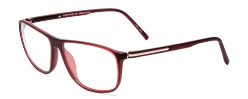 Profile View of Porsche Designs P8278-D Designer Reading Eye Glasses with Custom Cut Powered Lenses in Crystal Red Matte Brown Unisex Square Full Rim Acetate 56 mm