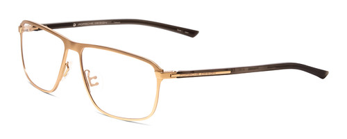 Profile View of Porsche Designs P8285-B Unisex Square Reading Glasses in Satin Gold Black 56 mm