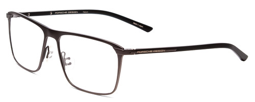 Profile View of Porsche Designs P8286-C Designer Progressive Lens Blue Light Blocking Eyeglasses in Dark Gun Metal Silver Black Unisex Square Full Rim Titanium 56 mm