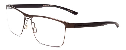 Profile View of Porsche Designs P8289-C Designer Progressive Lens Blue Light Blocking Eyeglasses in Satin Brown Black Unisex Square Full Rim Titanium 57 mm