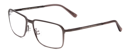Profile View of Porsche Designs P8293-A Designer Progressive Lens Blue Light Blocking Eyeglasses in Dark Gun Metal Grey Unisex Square Full Rim Titanium 55 mm