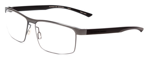 Profile View of Porsche Designs P8297-D Designer Progressive Lens Prescription Rx Eyeglasses in Blue Silver Black Unisex Square Semi-Rimless Titanium 58 mm