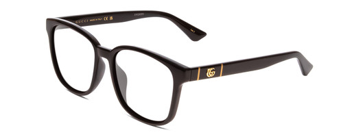 Profile View of GUCCI GG0637SK Designer Reading Eye Glasses in Gloss Black Gold Logo Mens Cateye Full Rim Acetate 56 mm