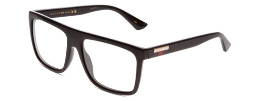 Profile View of GUCCI GG0748S Designer Reading Eye Glasses in Gloss Black Gold Logo Mens Square Full Rim Acetate 59 mm