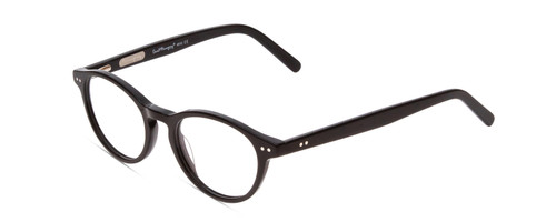 Profile View of Ernest Hemingway H4912 Designer Single Vision Prescription Rx Eyeglasses in Gloss Black/Silver Accents Unisex Round Full Rim Acetate 47 mm
