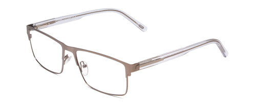 Profile View of Ernest Hemingway H4902 Designer Single Vision Prescription Rx Eyeglasses in Matte Satin Silver/Clear Crystal Mens Rectangle Full Rim Stainless Steel 57 mm