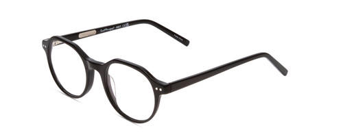 Profile View of Ernest Hemingway H4907 Designer Reading Eye Glasses with Custom Cut Powered Lenses in Black Ladies Round Full Rim Acetate 48 mm