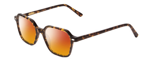 Profile View of Ernest Hemingway H4872 Designer Polarized Sunglasses with Custom Cut Red Mirror Lenses in Brown Amber Tortoise Havana/Silver Accent Unisex Square Full Rim Acetate 50 mm