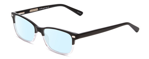 Profile View of Ernest Hemingway H4869 Designer Blue Light Blocking Eyeglasses in Gloss Black/Clear Crystal Fade/Silver Accents Unisex Cateye Full Rim Acetate 53 mm