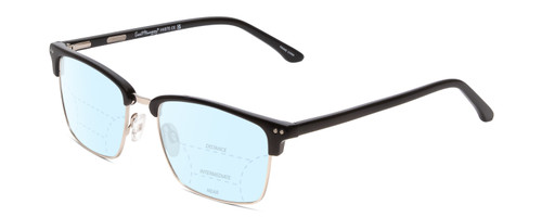 Profile View of Ernest Hemingway H4870 Designer Progressive Lens Blue Light Blocking Eyeglasses in Shiny Black/Silver Unisex Cateye Full Rim Acetate 53 mm