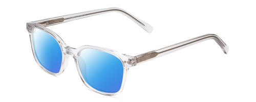 Profile View of Ernest Hemingway H4867 Designer Polarized Sunglasses with Custom Cut Blue Mirror Lenses in Clear Crystal/Silver Glitter Accent Unisex Cateye Full Rim Acetate 50 mm