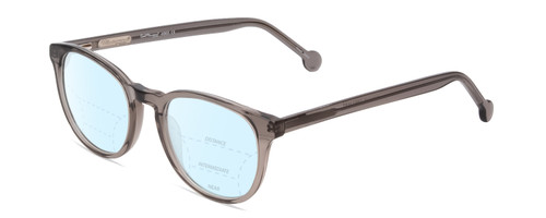 Profile View of Ernest Hemingway H4865 Designer Progressive Lens Blue Light Blocking Eyeglasses in Grey Mist Crystal/Rounded Tips Unisex Cateye Full Rim Acetate 49 mm