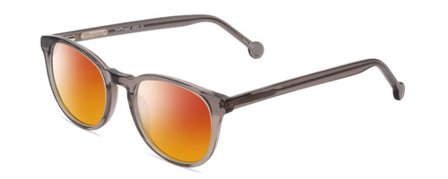 Profile View of Ernest Hemingway H4865 Designer Polarized Sunglasses with Custom Cut Red Mirror Lenses in Grey Mist Crystal/Rounded Tips Unisex Cateye Full Rim Acetate 49 mm