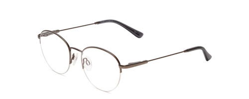 Profile View of Ernest Hemingway H4858 Designer Reading Eye Glasses with Custom Cut Powered Lenses in Shiny Gun Metal/Grey Crystal Tips Unisex Round Semi-Rimless Stainless Steel 49 mm