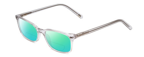 Profile View of Ernest Hemingway H4852 Designer Polarized Reading Sunglasses with Custom Cut Powered Green Mirror Lenses in Clear Crystal Silver Glitter Unisex Rectangle Full Rim Acetate 51 mm