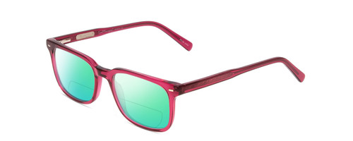 Profile View of Ernest Hemingway H4854 Designer Polarized Reading Sunglasses with Custom Cut Powered Green Mirror Lenses in Raspberry Red Rose Crystal Ladies Cateye Full Rim Acetate 54 mm