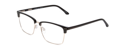 Profile View of Ernest Hemingway H4850 Designer Progressive Lens Blue Light Blocking Eyeglasses in Gloss Black Silver Unisex Cateye Full Rim Acetate 58 mm
