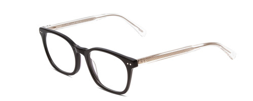 Profile View of Ernest Hemingway H4851 Designer Reading Eye Glasses with Custom Cut Powered Lenses in Gloss Black Clear Crystal Patterned Silver Unisex Cateye Full Rim Acetate 51 mm