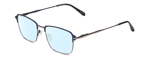 Profile View of Ernest Hemingway H4844 Designer Blue Light Blocking Eyeglasses in Satin Navy Blue Silver Unisex Rectangle Full Rim Stainless Steel 52 mm