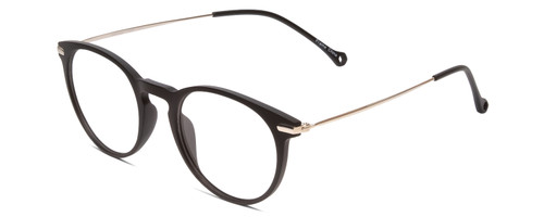 Profile View of Ernest Hemingway H4845 Unisex Round Designer Eyeglasses Matte Black Silver 48 mm