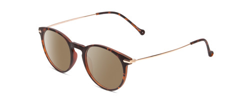 Profile View of Ernest Hemingway H4845 Designer Polarized Sunglasses with Custom Cut Amber Brown Lenses in Matte Brown Auburn Tortoise Havana Gold Unisex Round Full Rim Acetate 48 mm